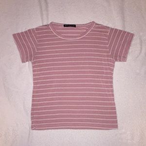 Light pink brandy Melville striped tee